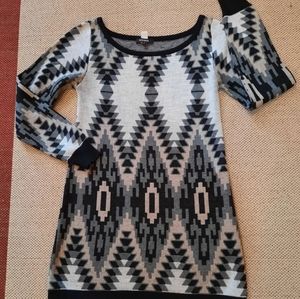 Aztec knit flare Dress S or tunic greys Kerisma